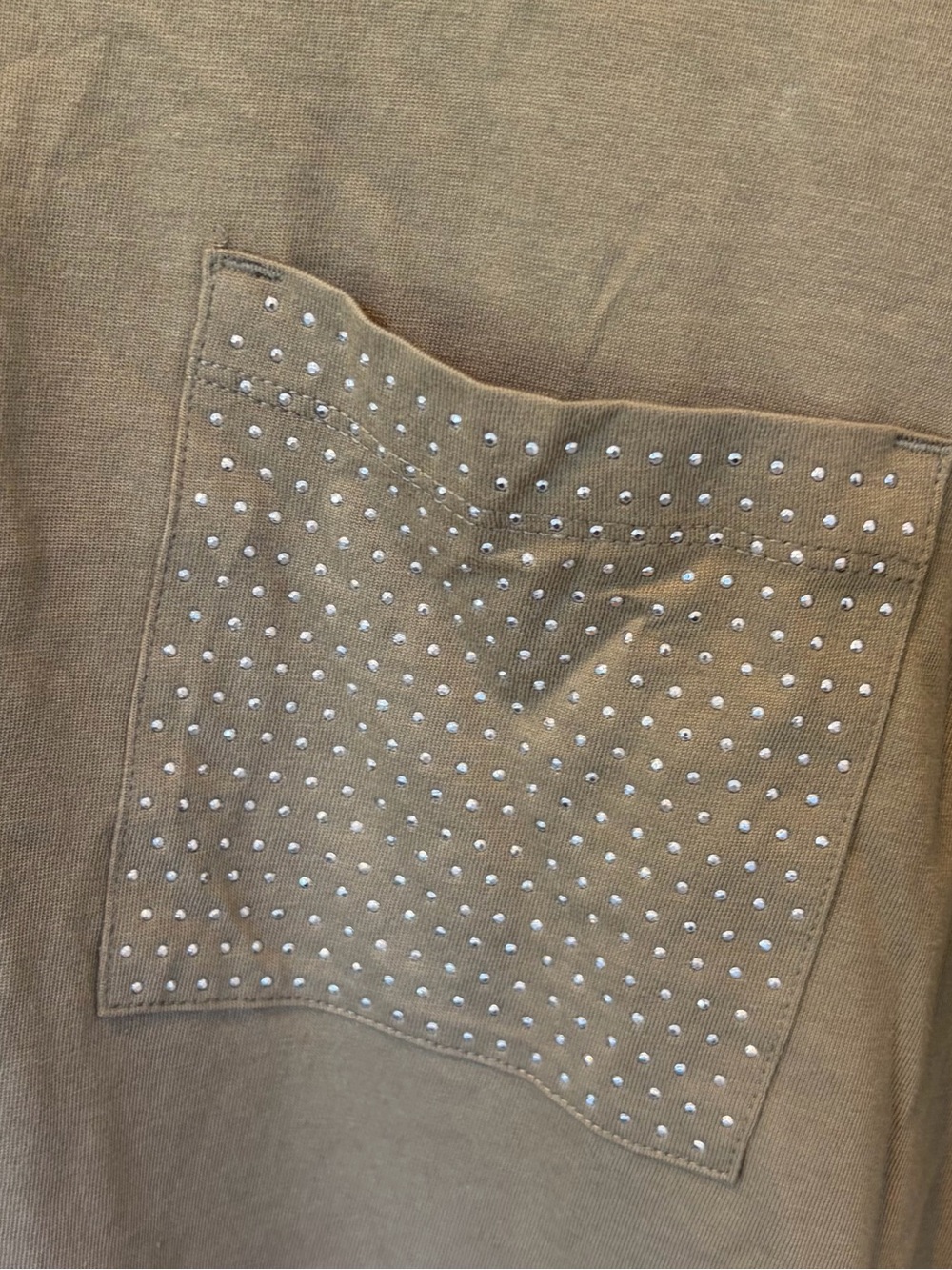 DKNY Jeans Olive Green Studded Pocket Short Sleeve T-Shirt Size 1X nwt - Picture 6 of 6